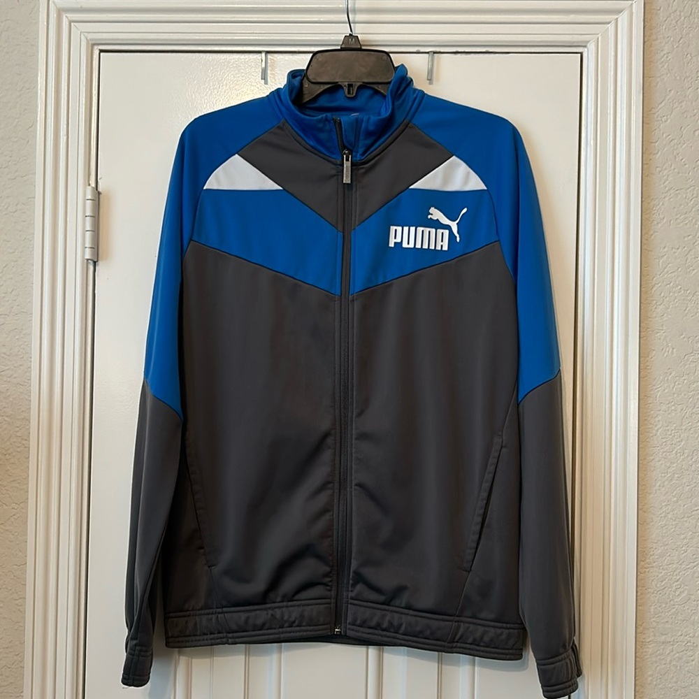 PUMA Men’s Iconic Tricot Colorblock Track Jacket Size Small Blue Grey